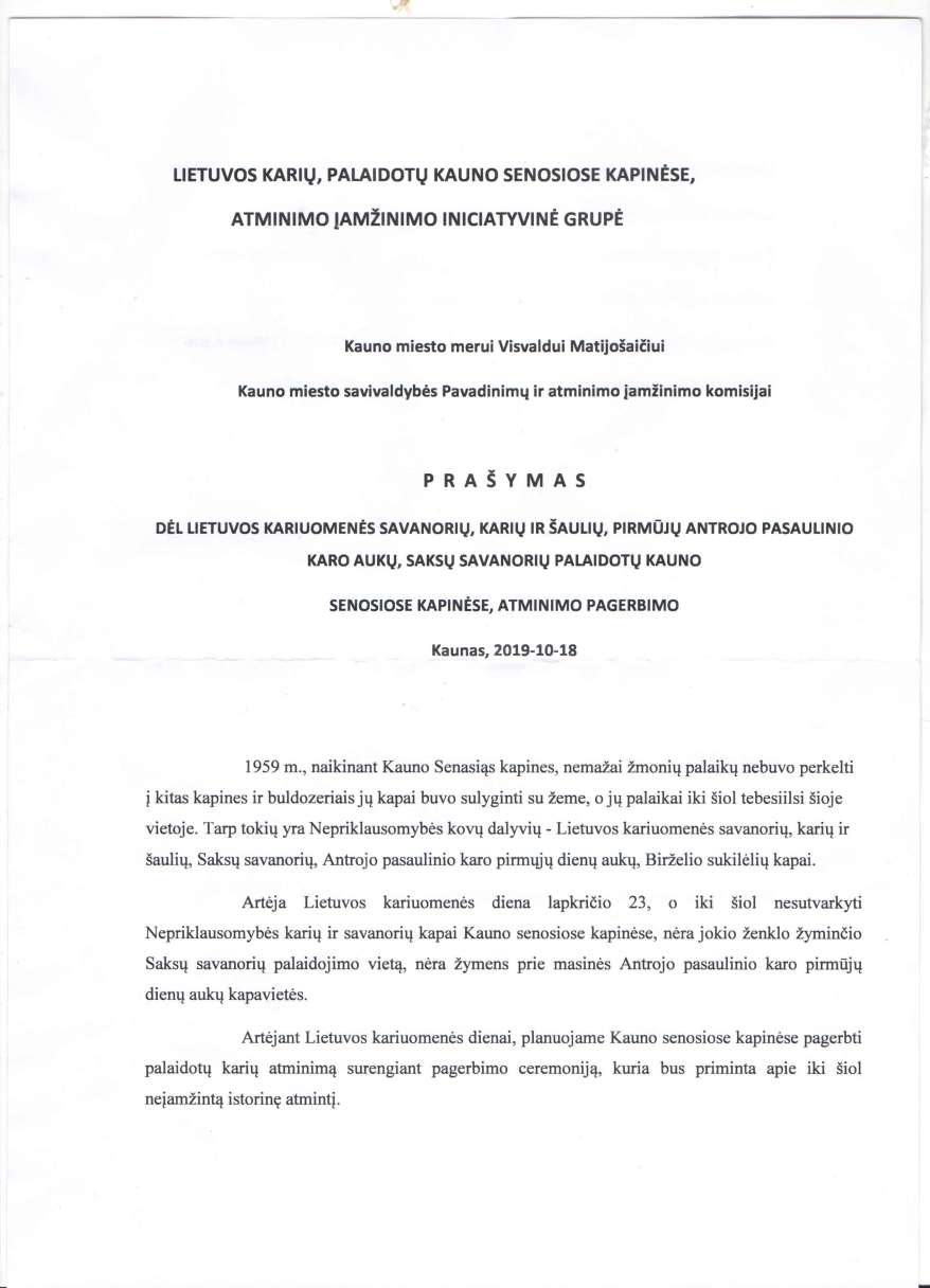 Iniciatyvinės grupės prašymas