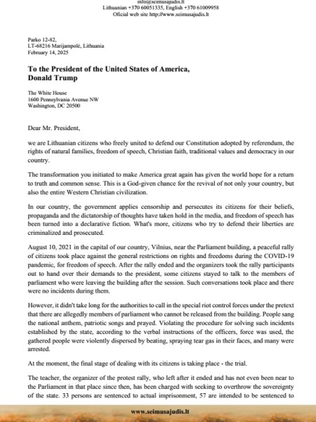 Kreipimasis į D.Trampą